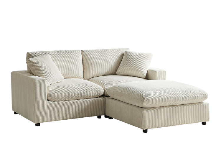 Beige Chelsea Modular Chofa Sofa by HouseOfZazla, 3-piece plush sectional with wide cushions and modern design.