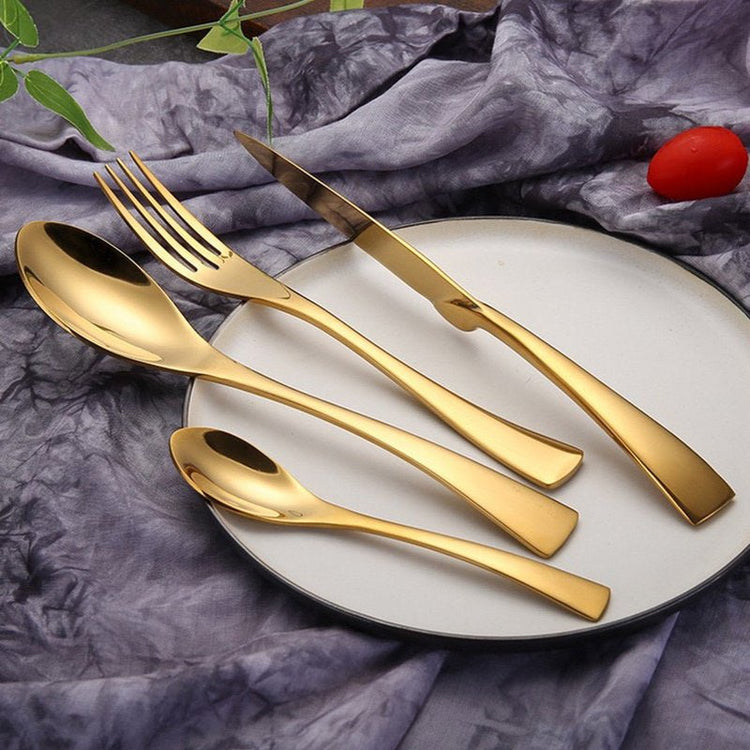 4pcs Stainless Steel Steak Knife Fork Gold