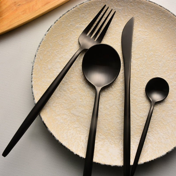 4-Piece Gold Stainless Steel Dinnerware Set – Knife, Fork, Spoon, Teaspoon - Modern Home & Kitchen