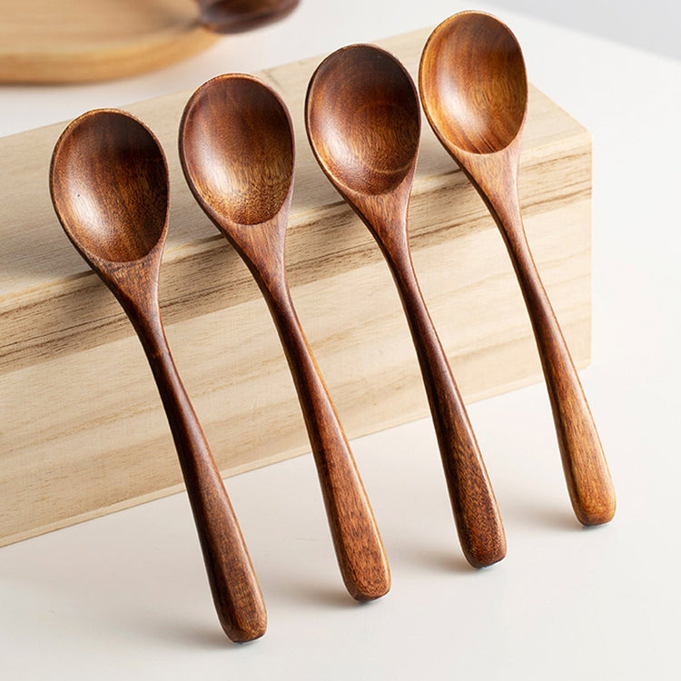 Handcrafted Vintage Wooden Spoons Set – Geometric Pattern Eco-Friendly Utensils