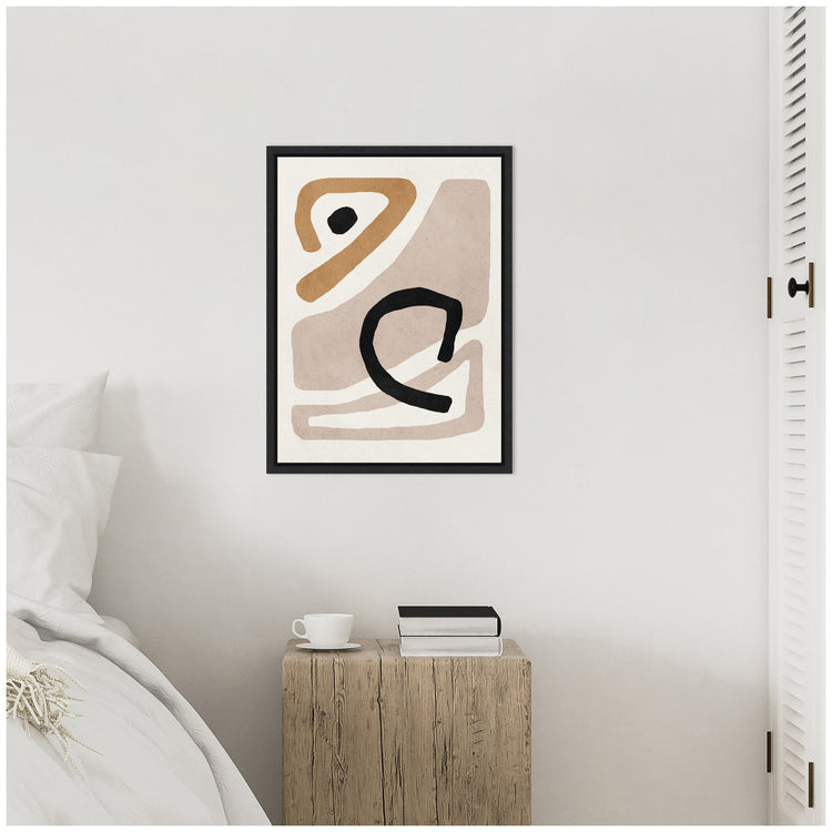 Neutral abstract framed canvas wall art by kateandlaurel featuring minimal, modern design for contemporary home decor.