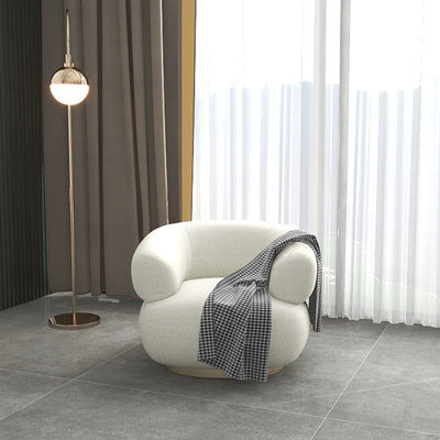 Lamb wool fabric sofa by FLIPSTYLEZLLC, cozy living room couch with plush cushions and modern design.