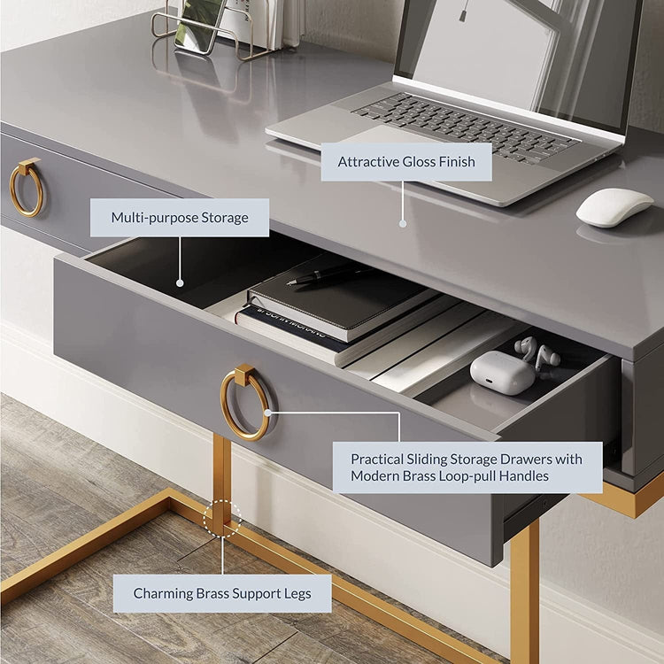 Gray Makeup Vanity Dressing Table or Home Office Desk - Modern Home & Kitchen