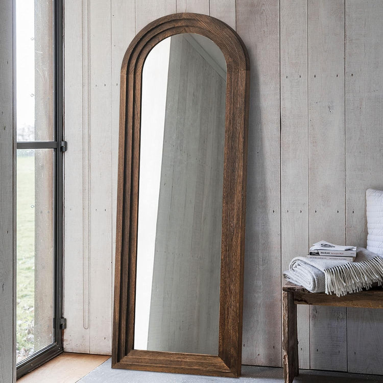 64"x21" Full-Length Wooden Arched Floor Mirror - Modern Home & Kitchen