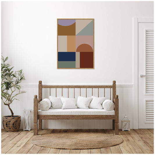 Modern bohemian framed canvas wall art featuring colorful boho pattern decor by kateandlaurel.