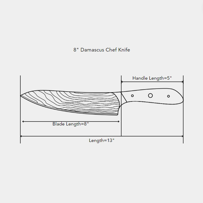 8-inch Damascus chef knife by Swiss Diamond, featuring a sleek, sharp blade ideal for precise slicing and professional kitchen use.