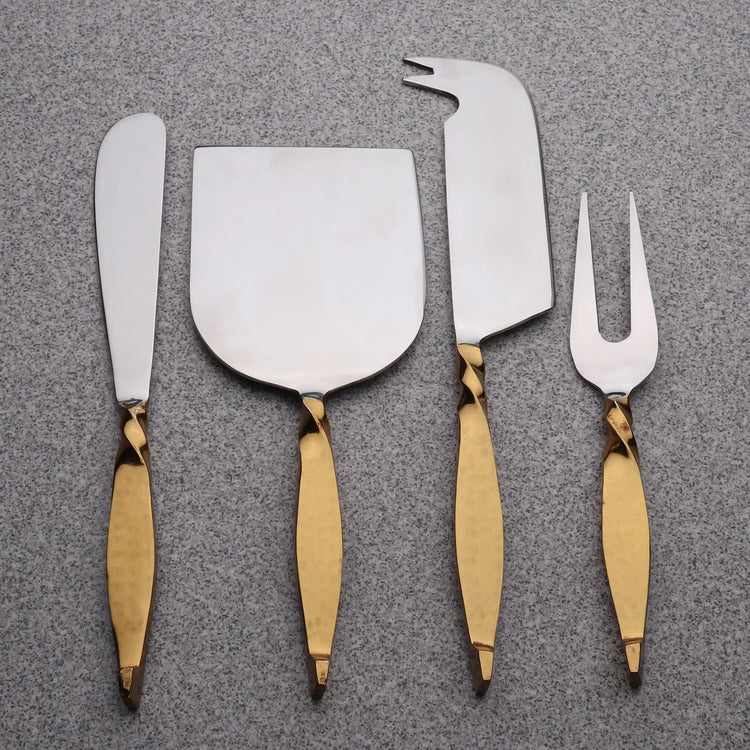 TWISTED URBAN GOLD CHEESE KNIFE 4 PC. SET - Modern Home & Kitchen