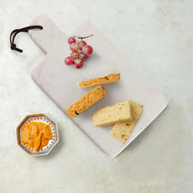 Bloom Marble Charcuterie Board with Leather Strap - Modern Home & Kitchen