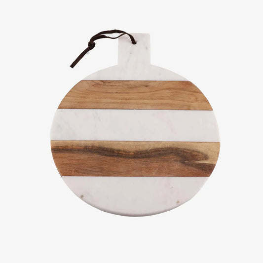Mez Round Marble Wood Paddle Charcuterie Board - Modern Home & Kitchen