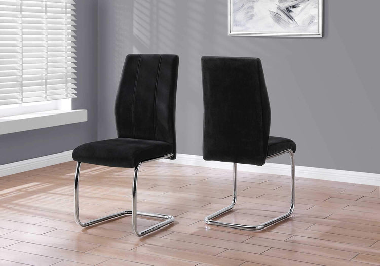 Two 77.5inches Velvet Chrome Metal and Foam Dining Chairs - Modern Home & Kitchen