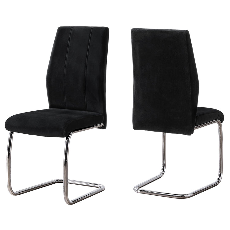 Two 77.5inches Velvet Chrome Metal and Foam Dining Chairs - Modern Home & Kitchen