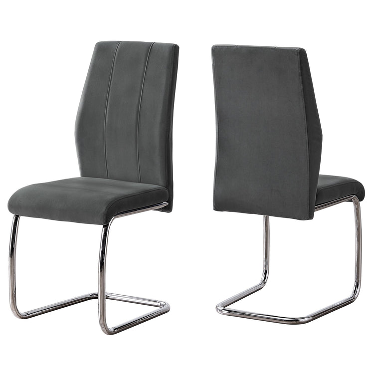 Two 77.5inches Velvet Chrome Metal and Foam Dining Chairs - Modern Home & Kitchen