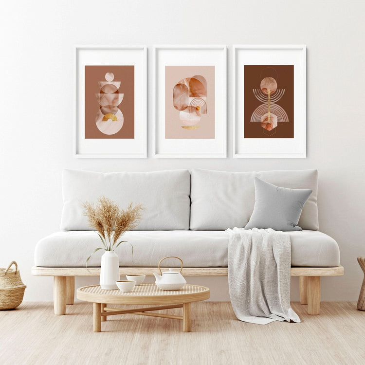 Mid century modern artwork | set of 3 framed wall art prints - Modern Home & Kitchen