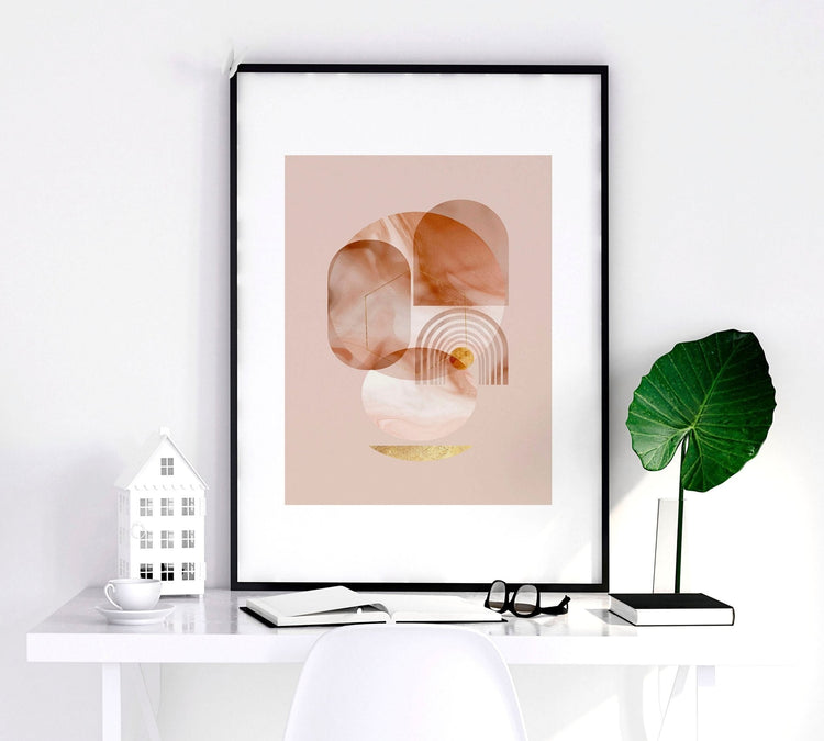 Mid century modern artwork | set of 3 framed wall art prints - Modern Home & Kitchen