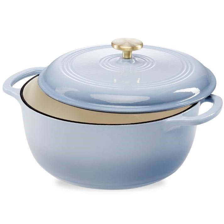 6 Quart Large Baby Blue Enamel Cast-Iron Dutch Oven Kitchen Cookware - Modern Home & Kitchen