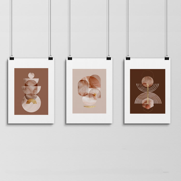 Mid century modern artwork | set of 3 framed wall art prints - Modern Home & Kitchen