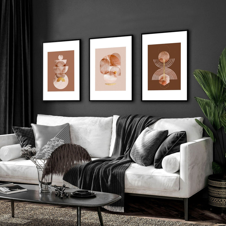 Mid century modern artwork | set of 3 framed wall art prints - Modern Home & Kitchen