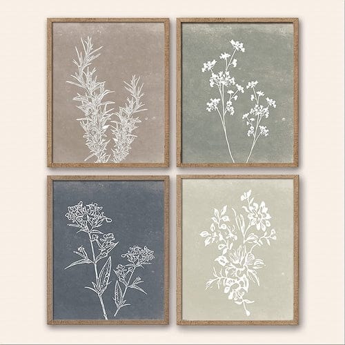 Framed Botanical Print Wall Art Set of 4 - Modern Home & Kitchen