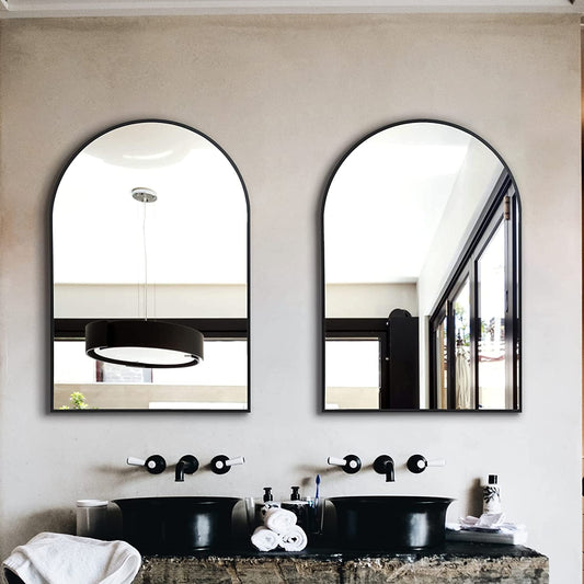 Full-Length Arched Bathroom Mirror – Metal Frame - Modern Home & Kitchen