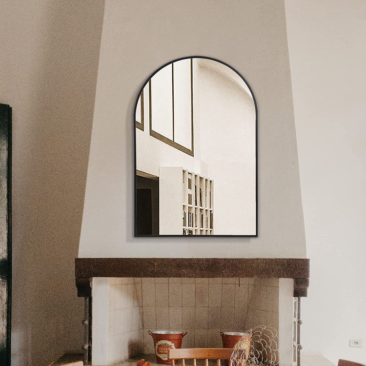 Full-Length Arched Bathroom Mirror – Metal Frame - Modern Home & Kitchen