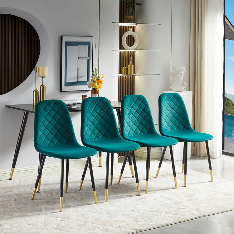 5-Piece Velvet Upholstered Dining Chairs – Modern Accent Chairs for Dining & Living Room - Modern Home & Kitchen