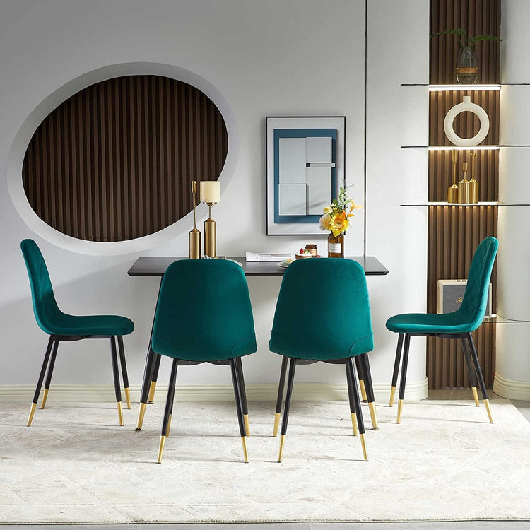 5-Piece Velvet Upholstered Dining Chairs – Modern Accent Chairs for Dining & Living Room - Modern Home & Kitchen