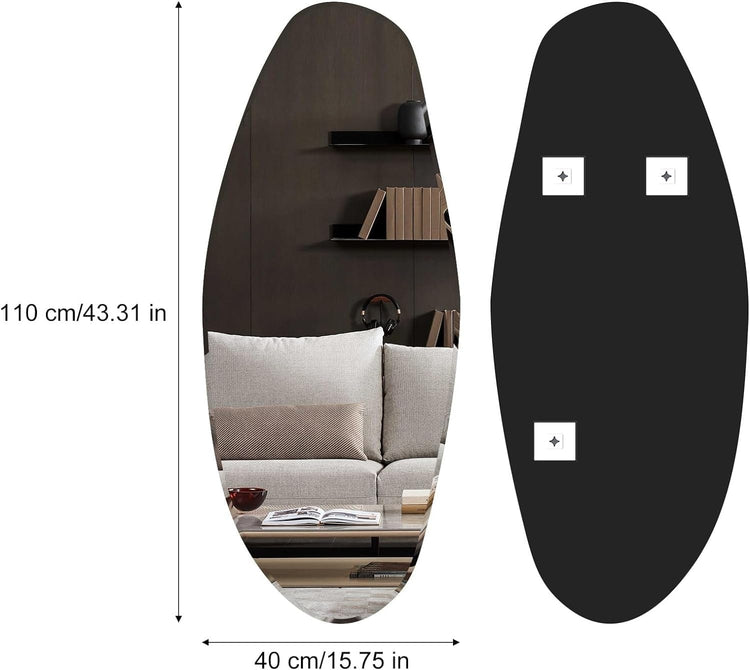 43X16 Asymmetrical Frameless Mirror - Modern Home & Kitchen