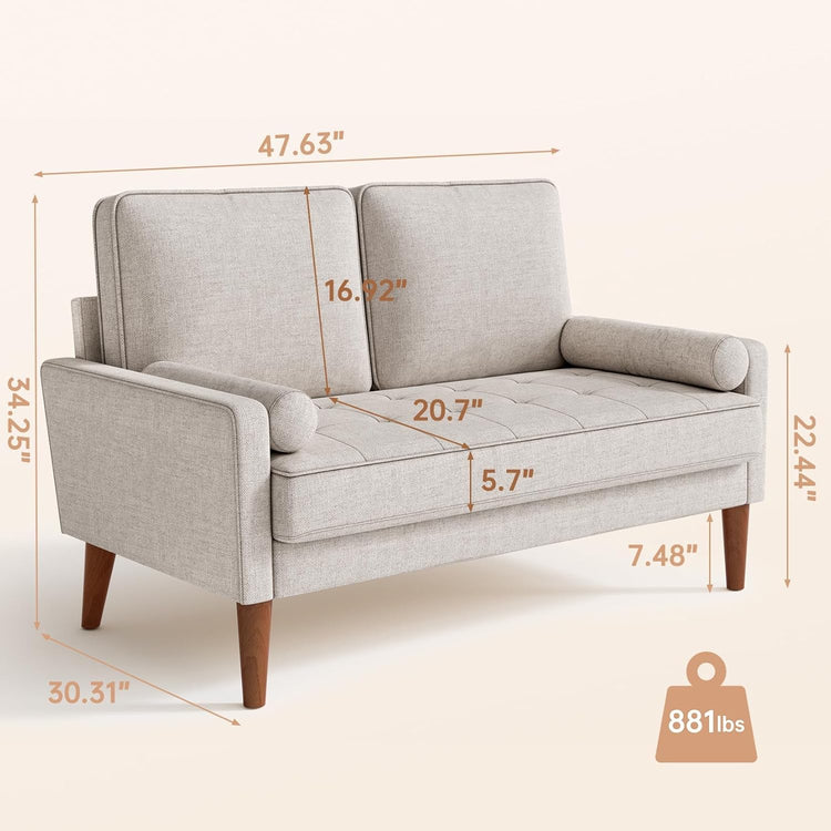 Modern Ashbeige Loveseat for Small Spaces - Modern Home & Kitchen