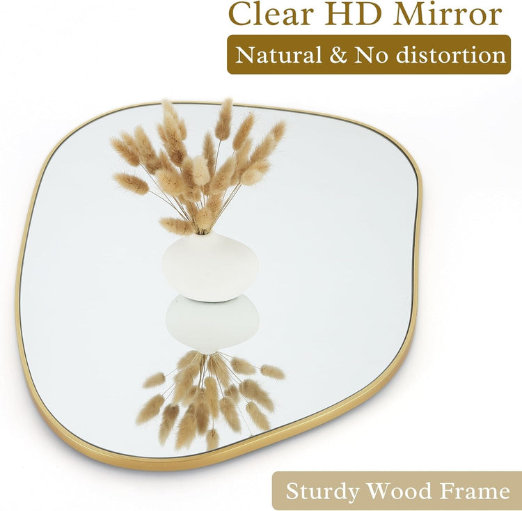 Asymmetrical Gold Mirror 28x20, Wood Frame, Home Decor - Modern Home & Kitchen