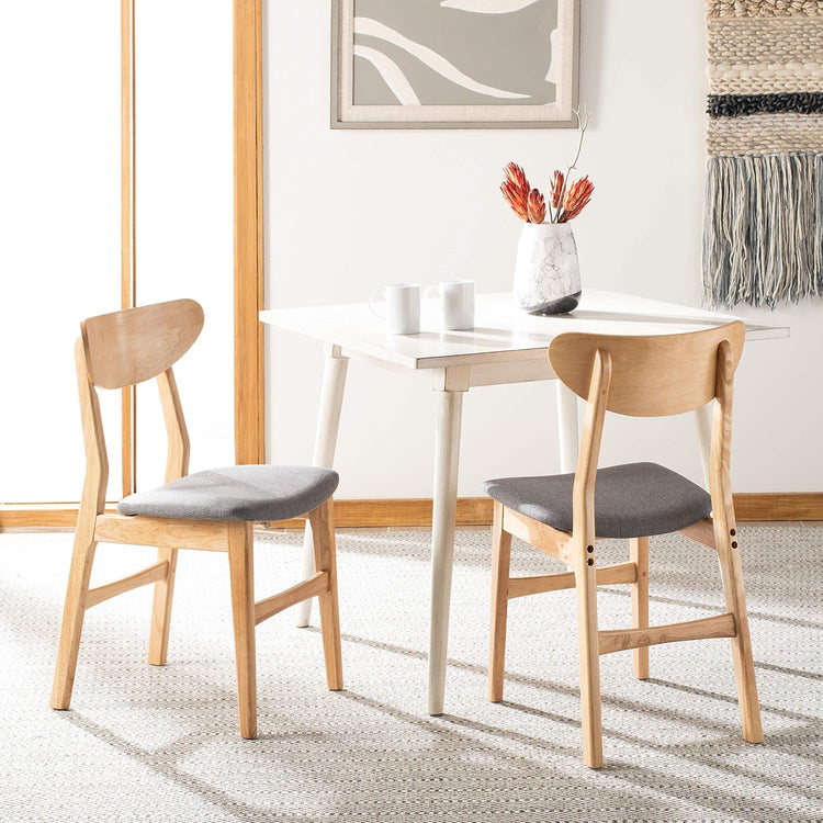 Home Lucca Retro Natural and Grey Cushion Dining Chair, Set of 2 - Modern Home & Kitchen