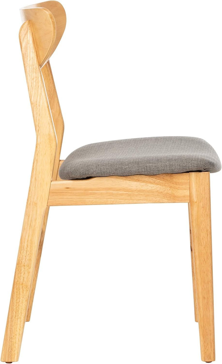 Home Lucca Retro Natural and Grey Cushion Dining Chair, Set of 2 - Modern Home & Kitchen