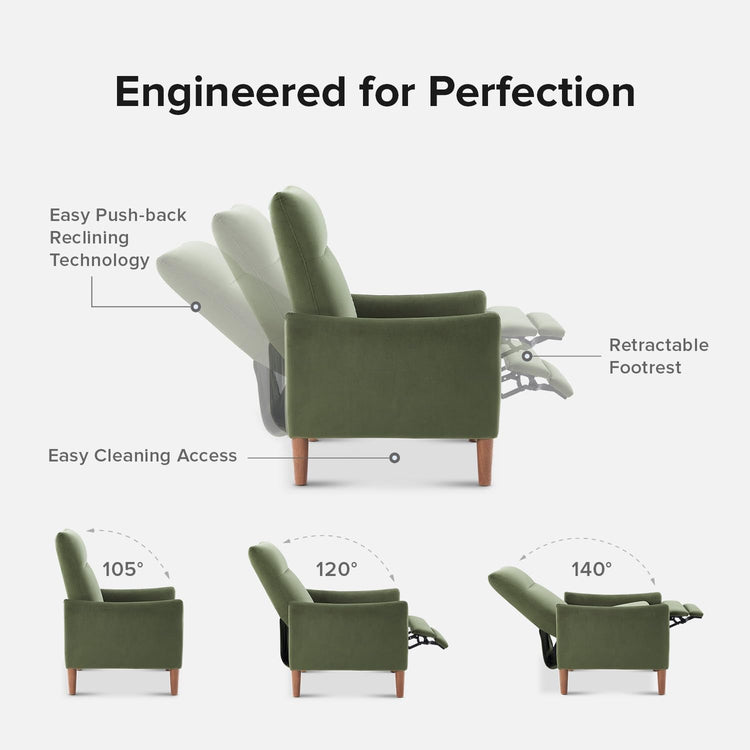 Arthur Recliner Chair with 3 Positions, Accent Chair, Mid Century - Modern Home & Kitchen