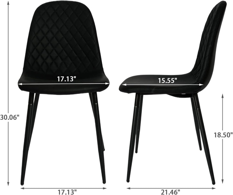 Modern Black Dining Chairs Set of 2, PU Leather Dining Room Chairs - Modern Home & Kitchen