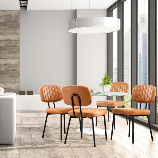 Modern Mid-Century Dining Chairs β Upholstered PU Leather with Metal Legs (Set of 4) - Modern Home & Kitchen