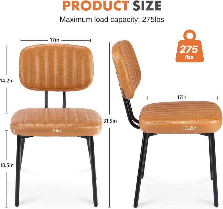 Modern Mid-Century Dining Chairs – Upholstered PU Leather with Metal Legs (Set of 4) - Modern Home & Kitchen