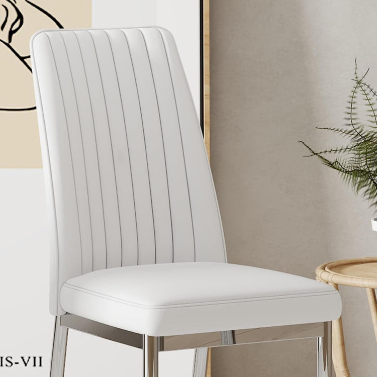 Stylish White Leather Dining Chair Set of 4 – Modern Elegance Meets Everyday Comfort - Modern Home & Kitchen