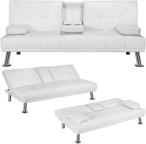 Adjustable Convertible Sofa Bed with Cup Holders - Modern Home & Kitchen
