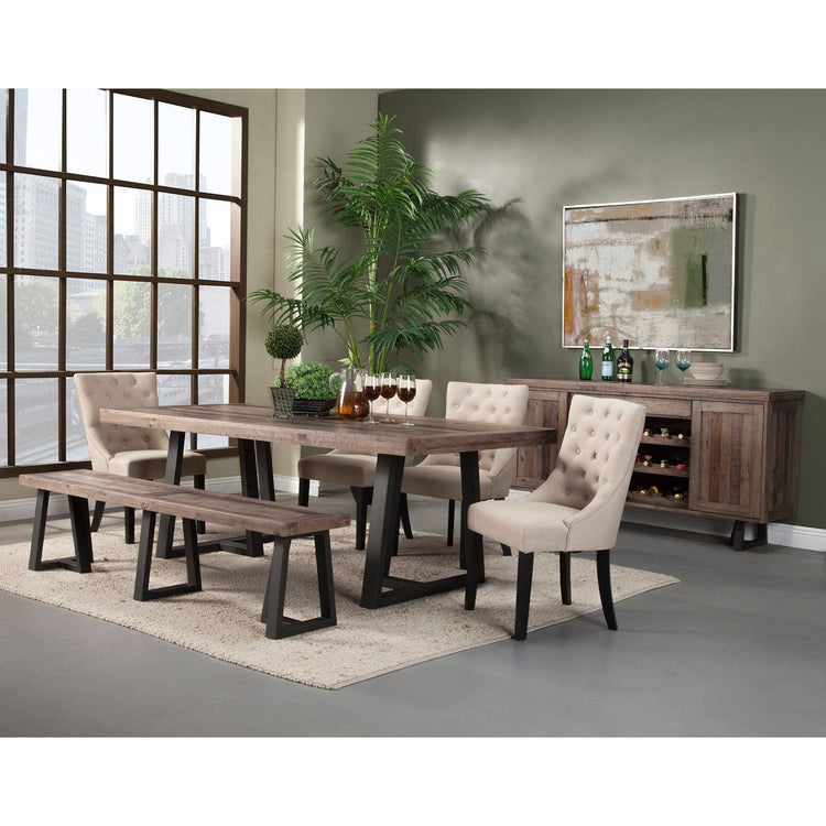 Set of two Alpine Furniture Prairie upholstered side chairs with cream linen fabric, featuring a stylish and comfortable design.