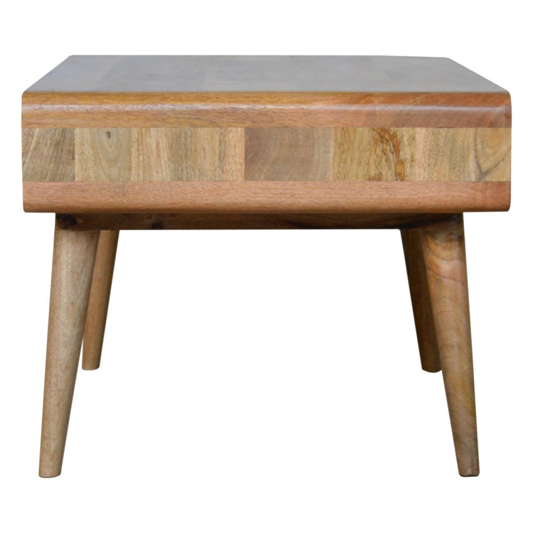 Solid Mango Wood Coffee Table with Storage – Modern Rounded Design