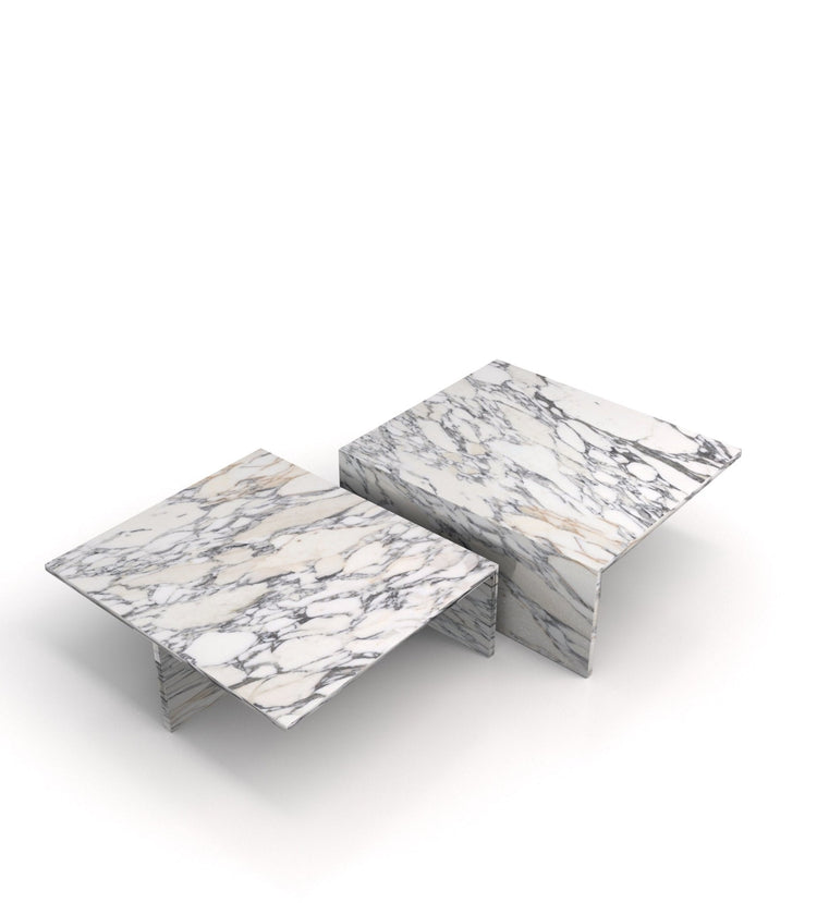 Modern Marble Nesting Coffee Table Set β Sculptural Square Design - Modern Home & Kitchen
