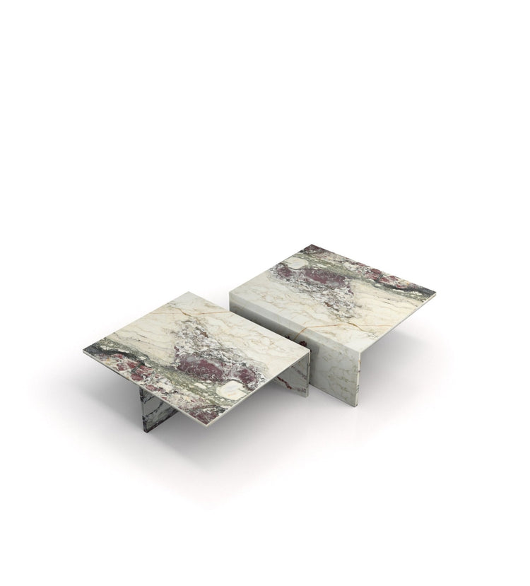 Modern Marble Nesting Coffee Table Set β Sculptural Square Design - Modern Home & Kitchen