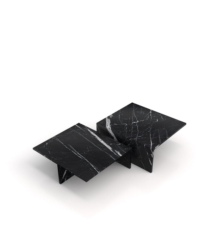 Modern Marble Nesting Coffee Table Set β Sculptural Square Design - Modern Home & Kitchen