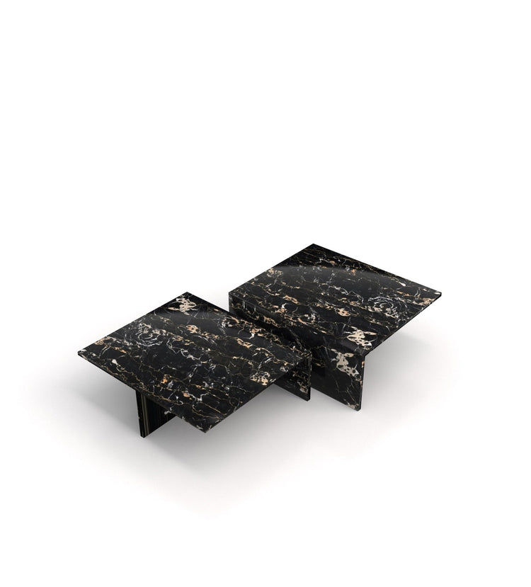Modern Marble Nesting Coffee Table Set β Sculptural Square Design - Modern Home & Kitchen