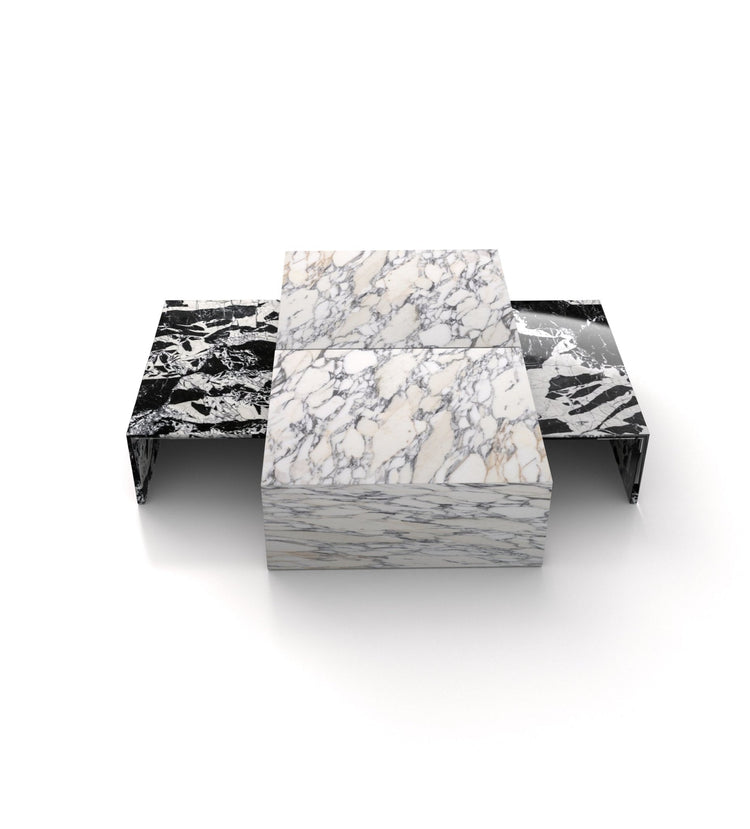 Modern Marble Nesting Coffee Table Set β Sculptural Square Design - Modern Home & Kitchen