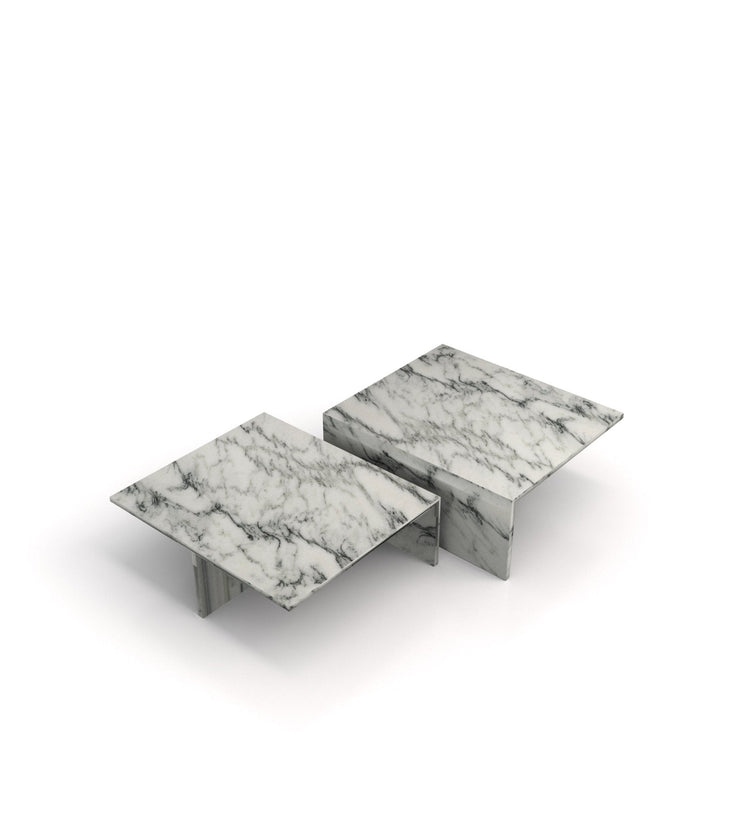 Modern Marble Nesting Coffee Table Set β Sculptural Square Design - Modern Home & Kitchen