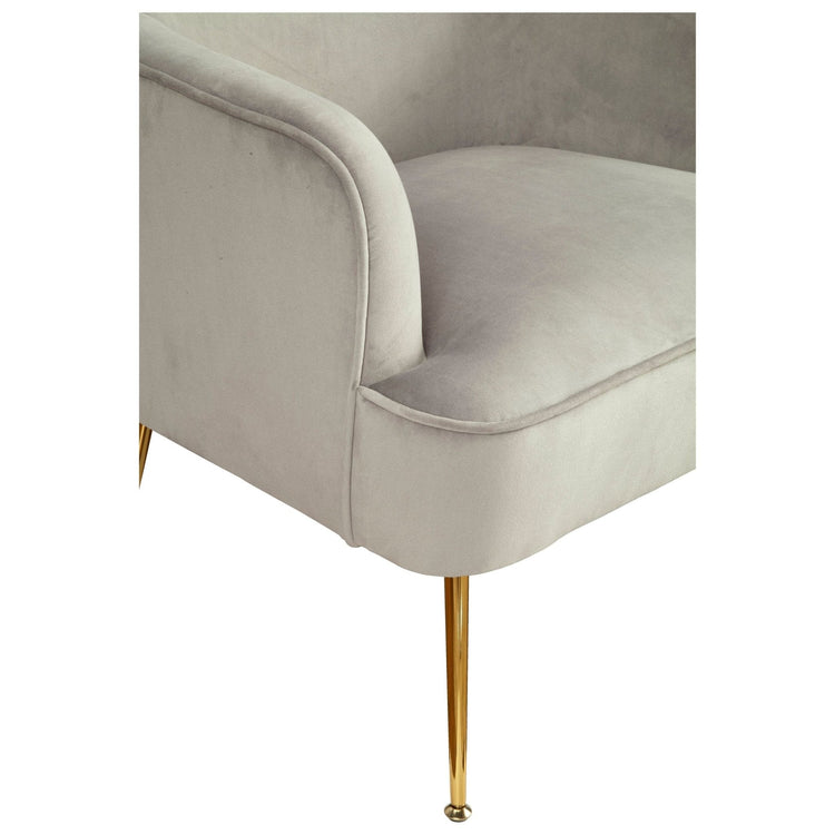Grey Rebecca Leisure Accent Chair by Alpine Furniture with plush upholstery and modern design for living room decor.