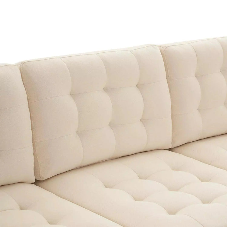 Contemporary U-shape sectional sofa by Canva Home with cotton linen fabric, gold-plated feet, and 110-inch width.