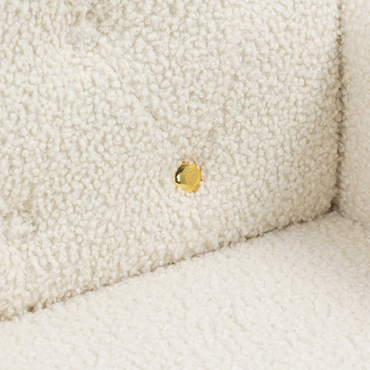 White Teddy Barrel Accent Chair with Gold Legs – Stylish Comfort for Any Room - Modern Home & Kitchen