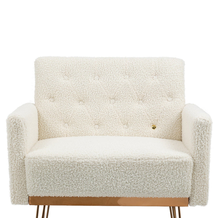 White Teddy Barrel Accent Chair with Gold Legs – Stylish Comfort for Any Room - Modern Home & Kitchen