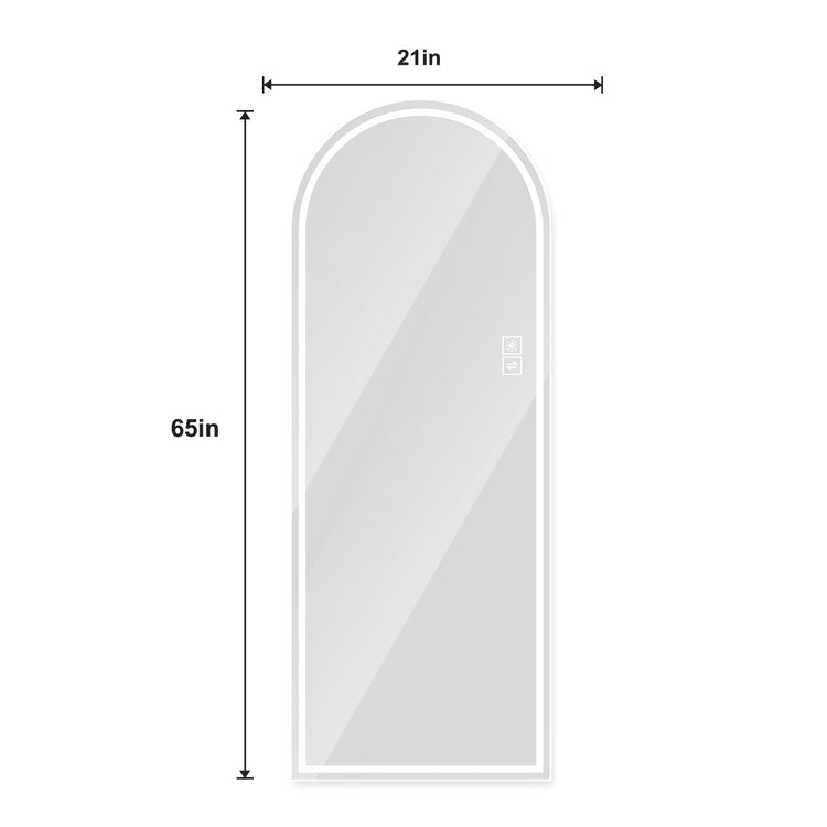 65” LED Full-Length Mirror – Arch Design, Lights, Shatter-Proof - Modern Home & Kitchen